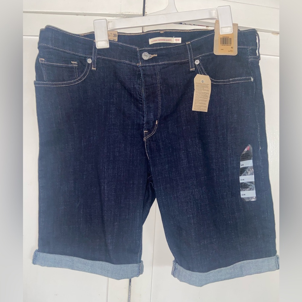 Levi's Blue Denim Jean Shorts with Cuffed Hem